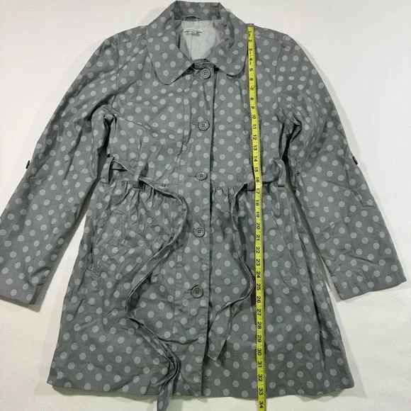 Garnet Hill Polka Dot Jacket Lined Lightweight Grey - Picture 5 of 8
